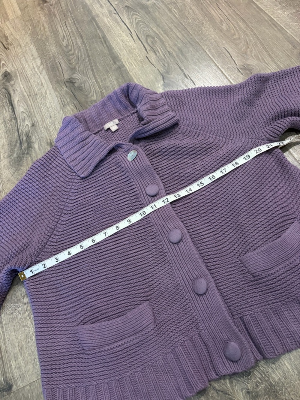 J. JILL Purple Boxy Fit 1/2 Sleeve Button Up Chunky Knit Cardigan L Cottagecore - Picture 10 of 12